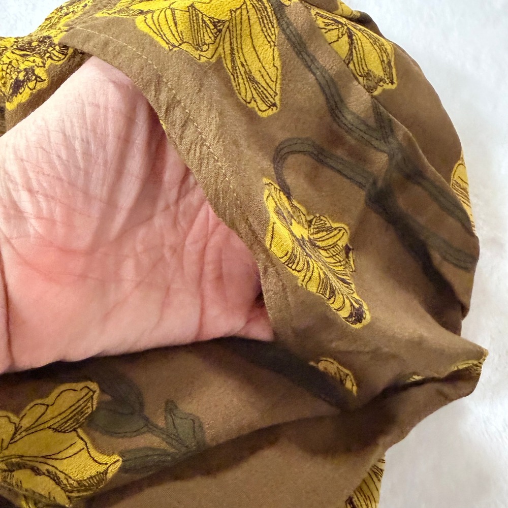 Maeve Anthropologie Terrace Floral Wide Leg Pants Brown Yellow Poppy Smocked 6 - Picture 6 of 9